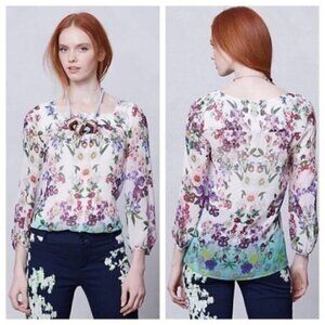 Anthropologie Vanessa Virginia Silk‎ Porto Garden Blouse 6